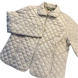 Eddie Bauer Women’s 650 Premium Goose Down Beige Quilted Jacket Size XL *flaw*